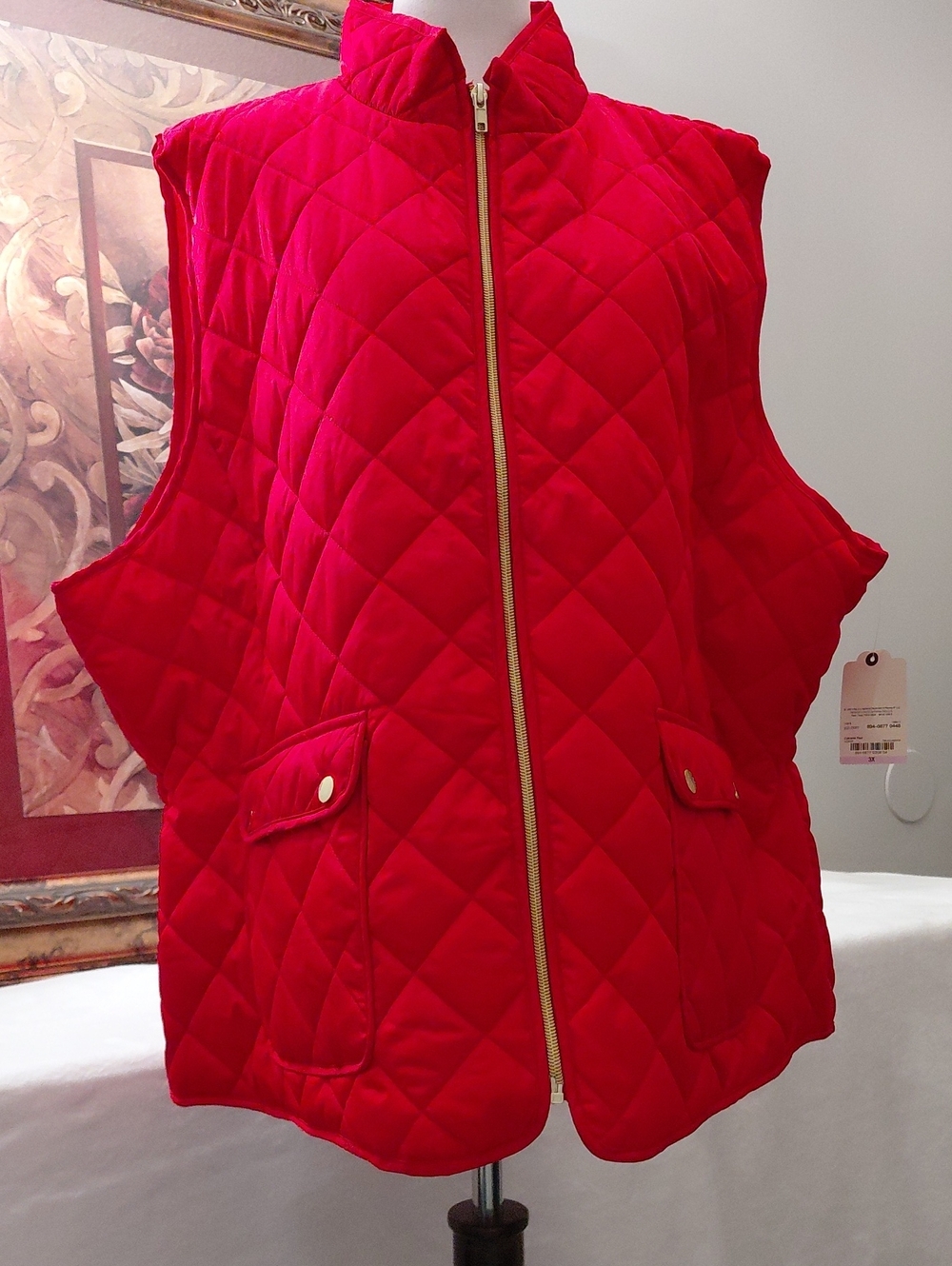 St. John's Bay Red Quilted Zip-Front Women's Vest Size 3X New
